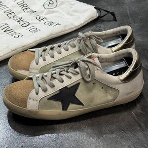 Golden Goose White & Green SuperStar Double Quarter Low-Top Sneakers Size 40